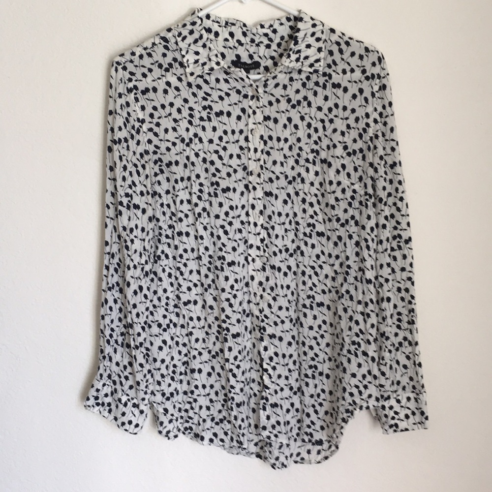 Talbots Size M Print Button 100% Rayon Top